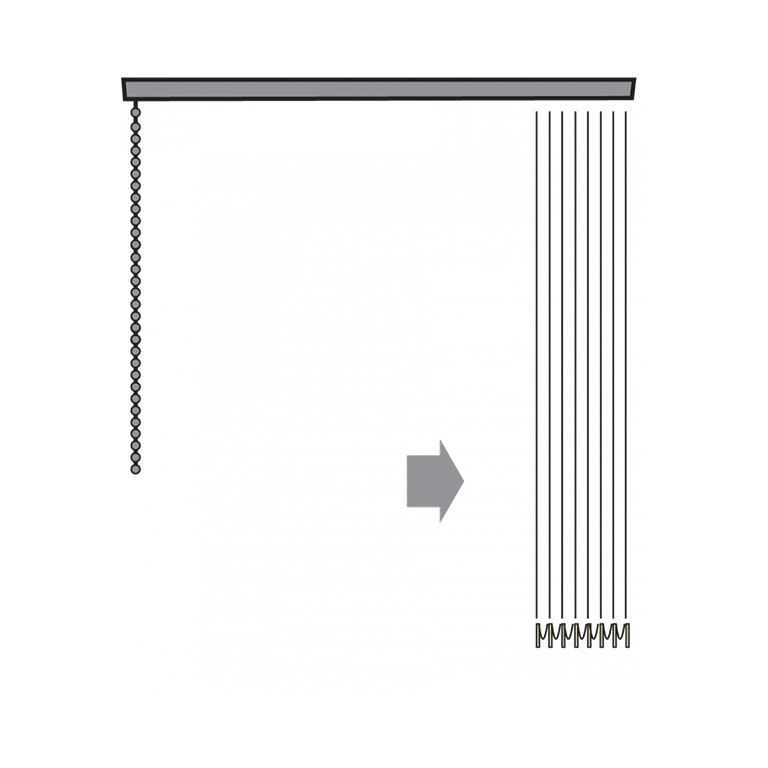 Motsatt sida - Reglaget hamnar på motsatt sida av lamellerna.